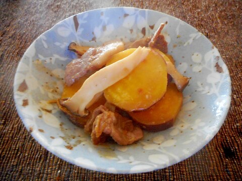 豚肉とエリンギ、さつま芋の生姜炒め